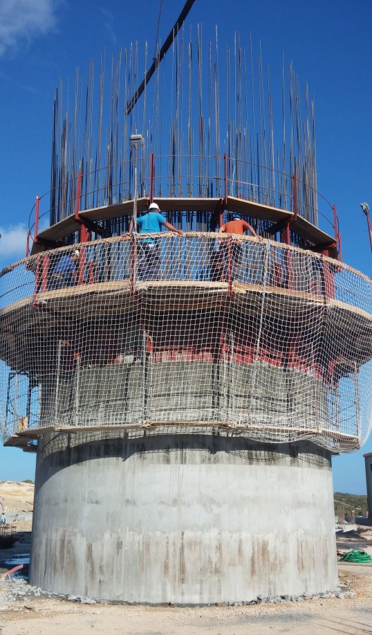 2 Chimneys (H=46m) in the <br> PPC in South Rhodes 2
